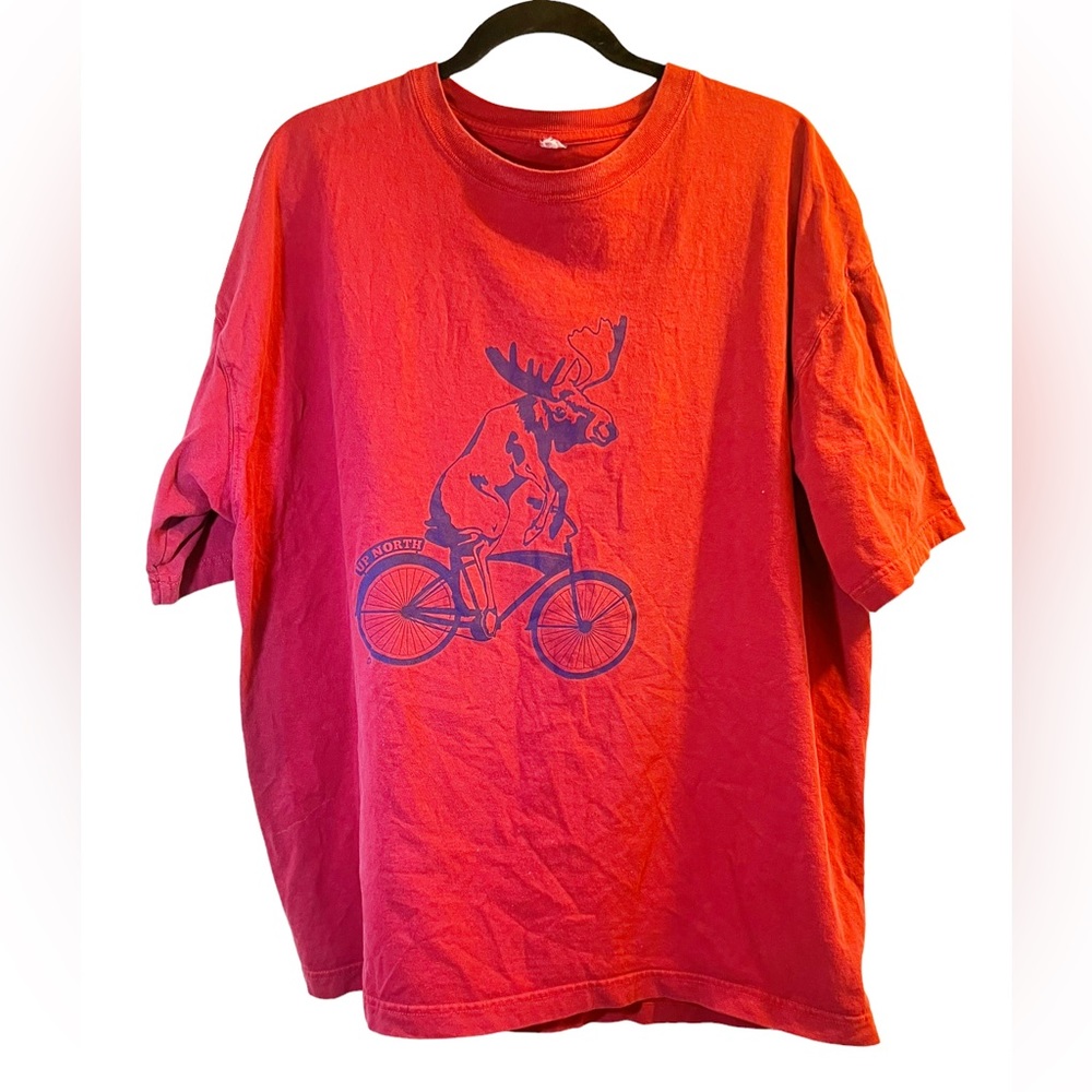 T-Shirt Red with Moose Size 2XL
